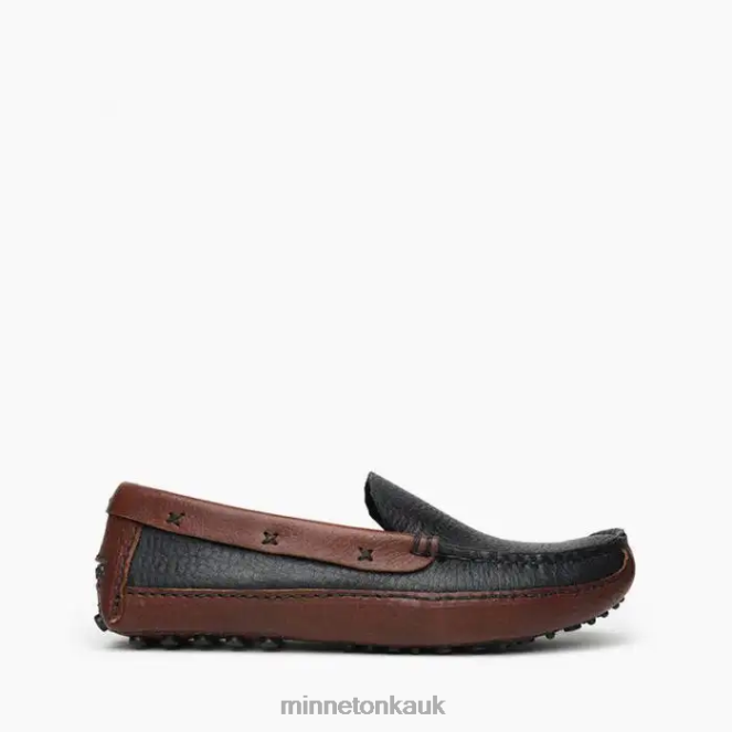 Minnetonka Men Black Upper and Brown Lower P.W. Driving Loafer Footwear AD084385
